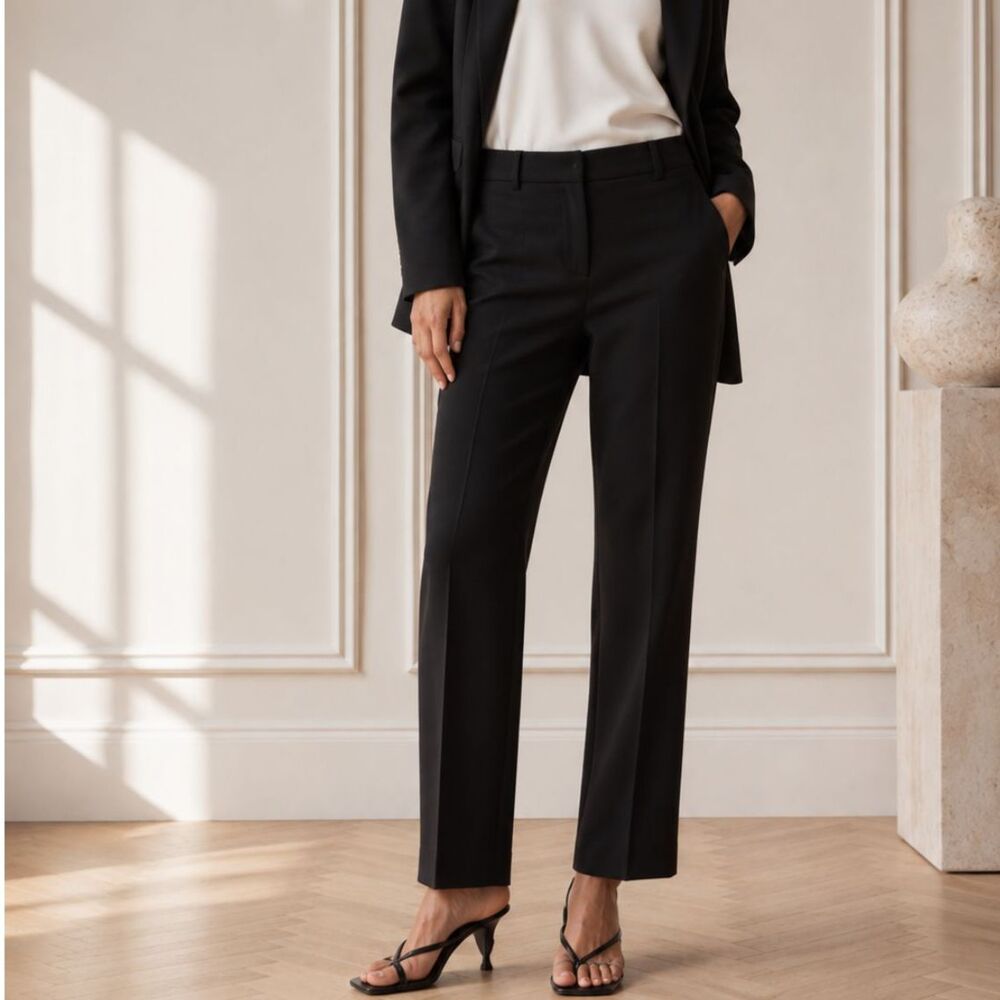 Babaton Command Pant Black Mid Rise Straight Leg Trousers Quiet Luxury Size 4